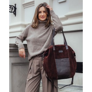 38. Wildleder Handtasche für Damen | Braun, Schwarz, Beige